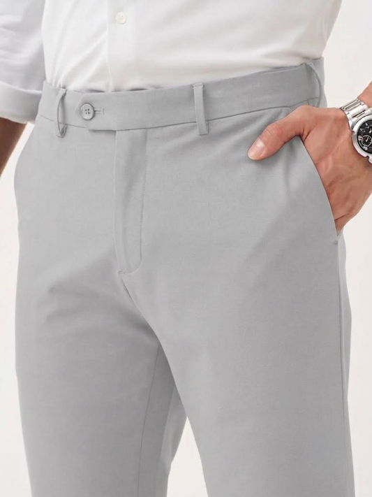 Light Grey Straight Fit Flexiwaist Pant