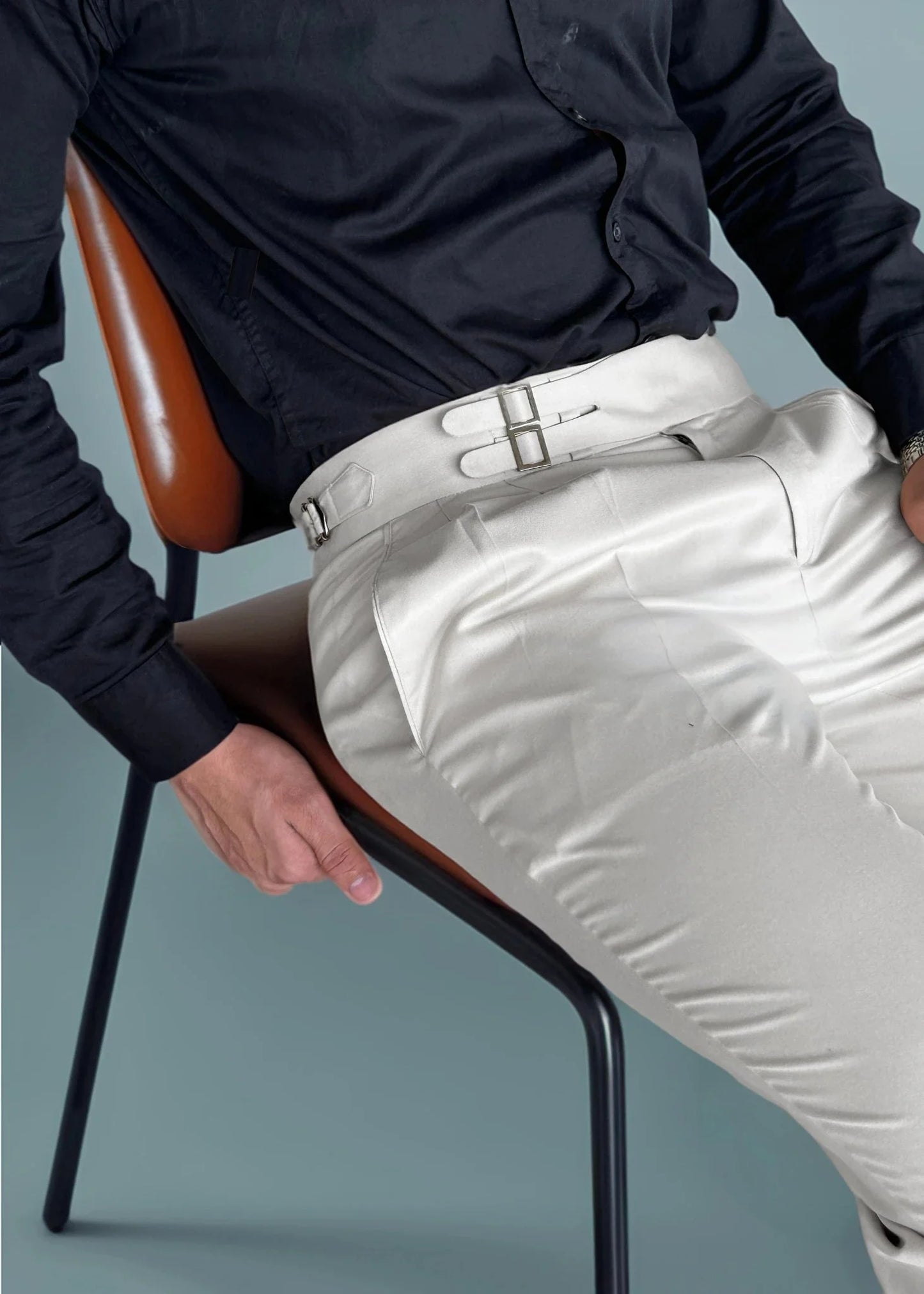 White Double Pleated Gurkha Pant