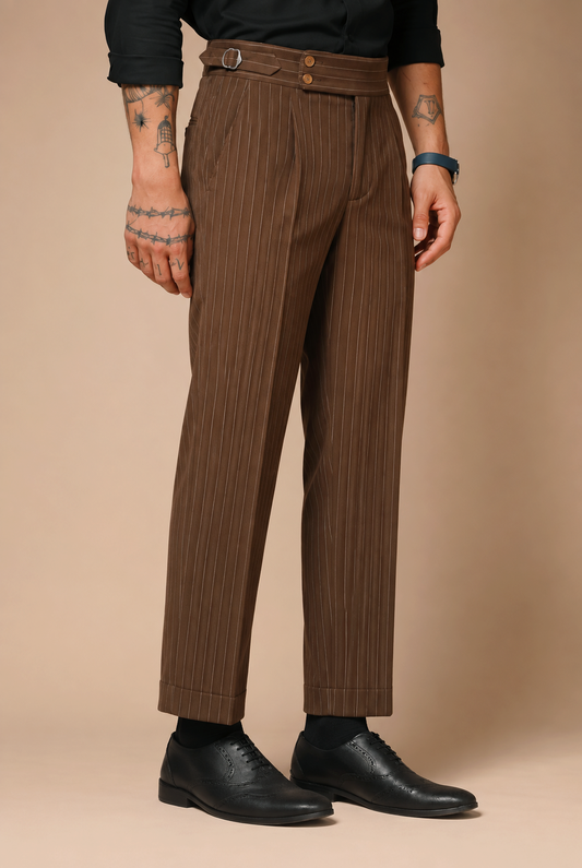 Brown Stripe Gurkha Pant By ITALIANERA