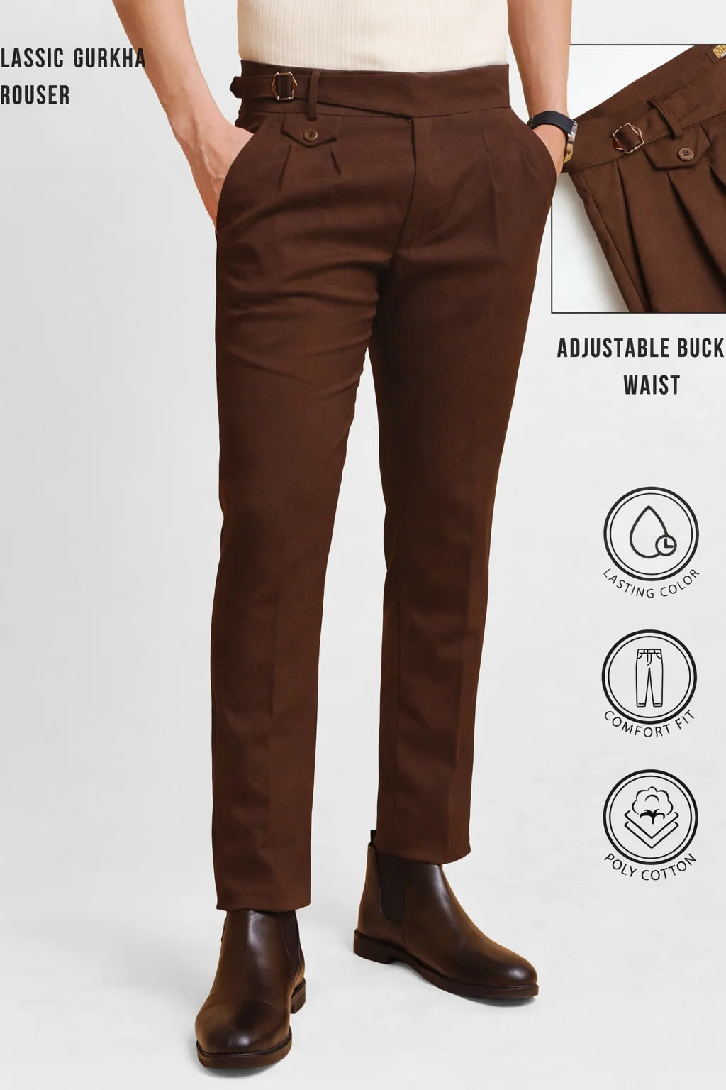 Brown Single buckle Gurkha pant