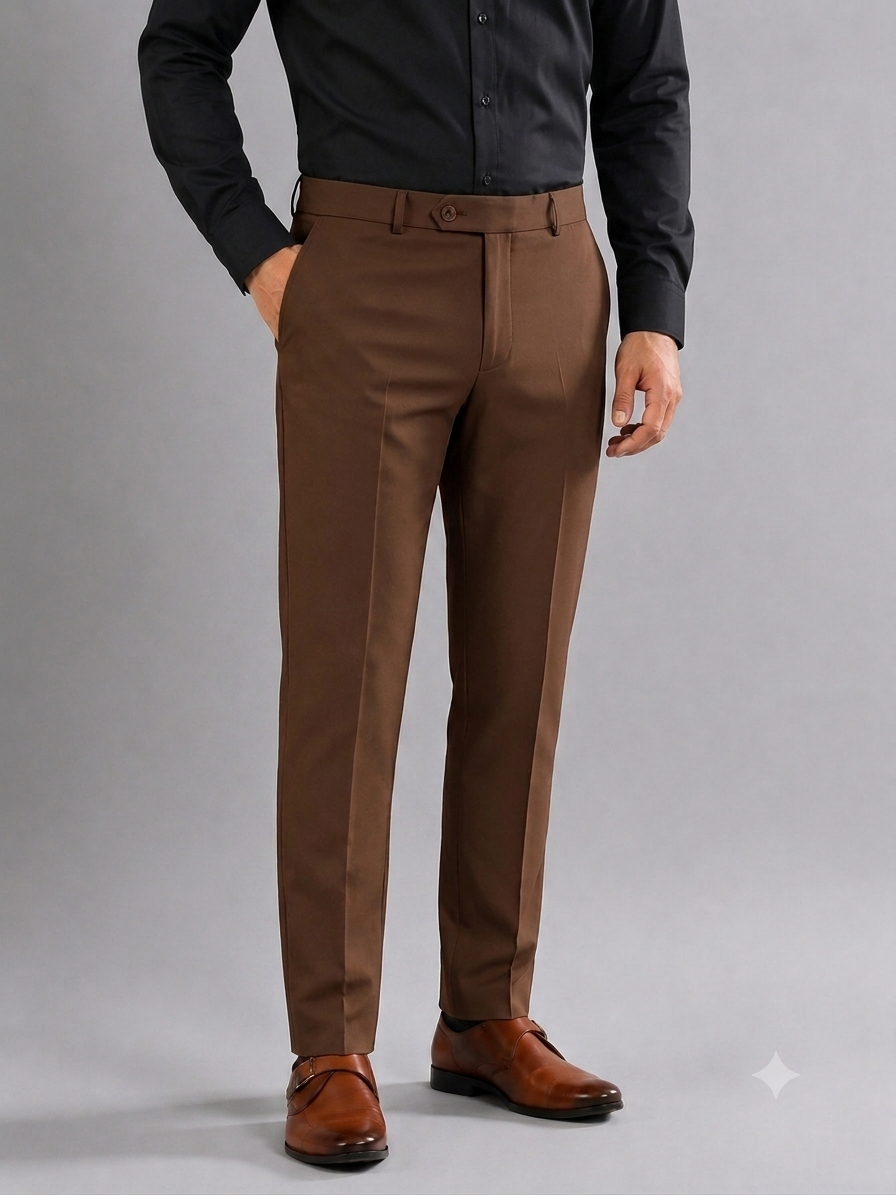 Brown Straight Fit Flexiwaist Pant