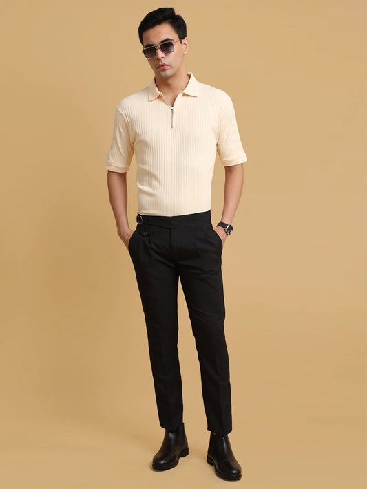 Black single buckle italian gurkha pant