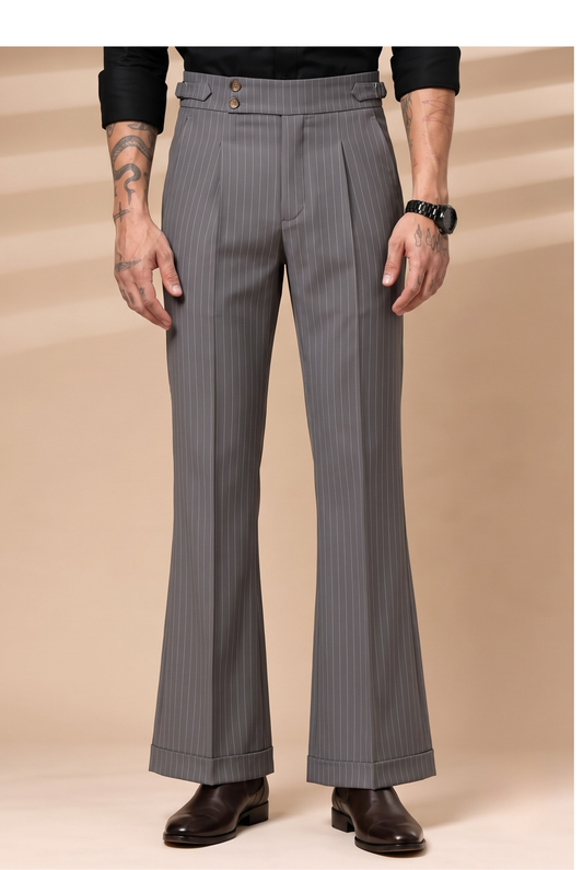Grey Stripe Boot Cut Gurkha Pant By ITALIANERA