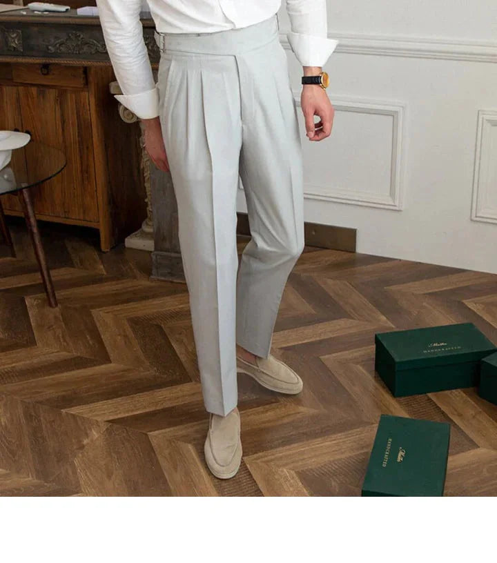Light Grey Single Buckle Gurkha Pant By Italian Era