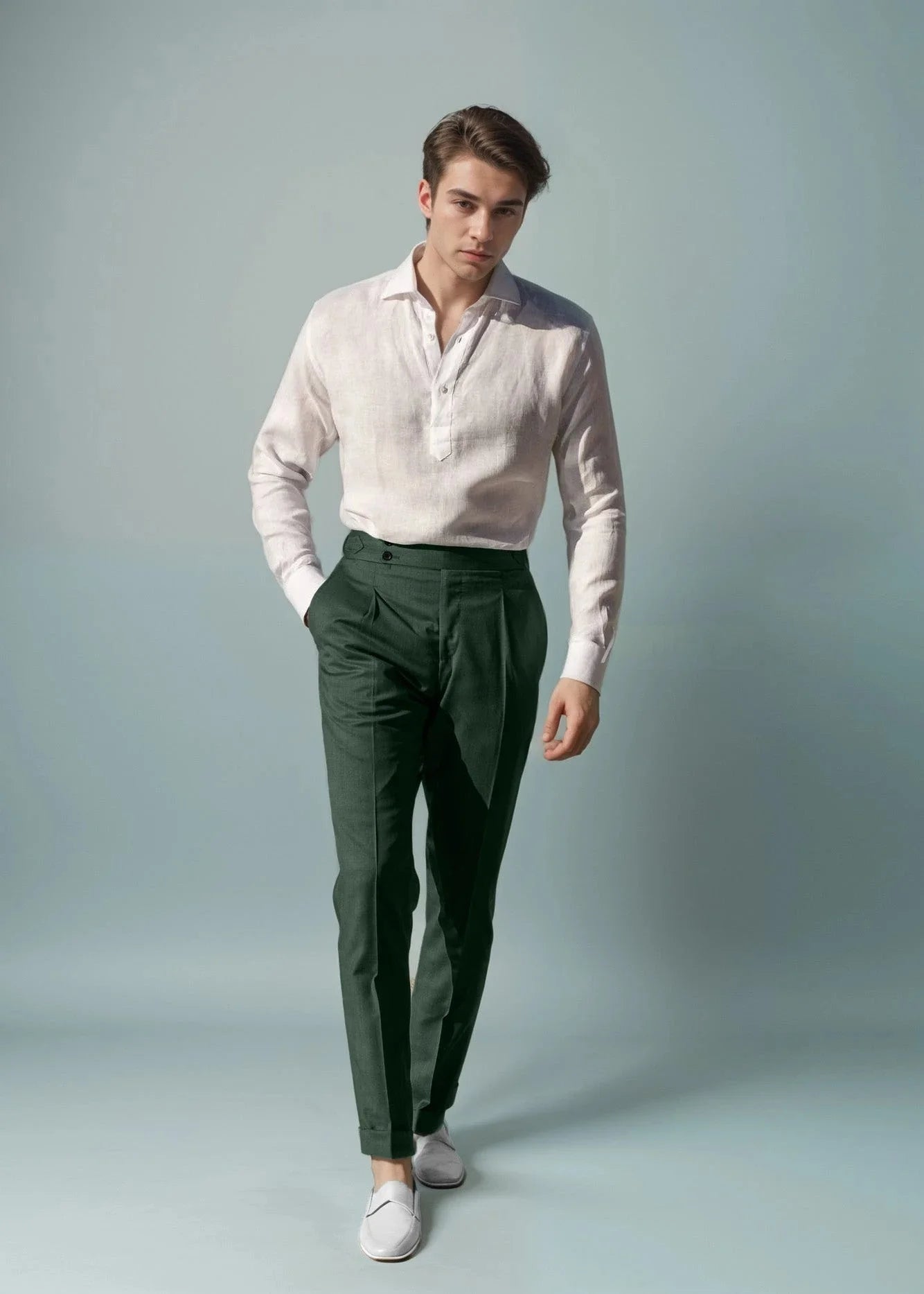 Bottle Green Signature Buttoned Gurkha Pant