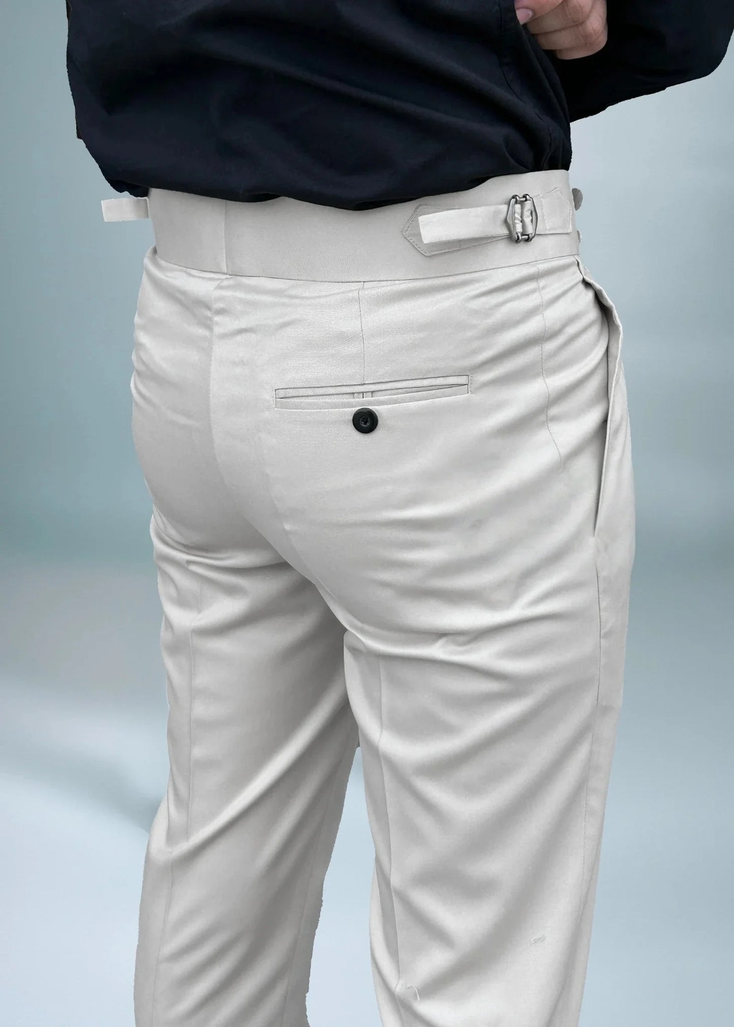 White Double Pleated Gurkha Pant