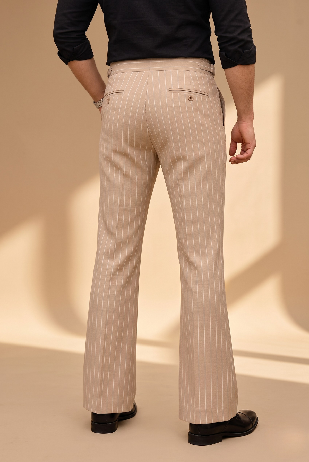 Beige Stripe Bootcut Gurkha Pant( Limited edition)