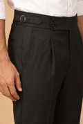Black Double Button Bootcut Gurkha Pant