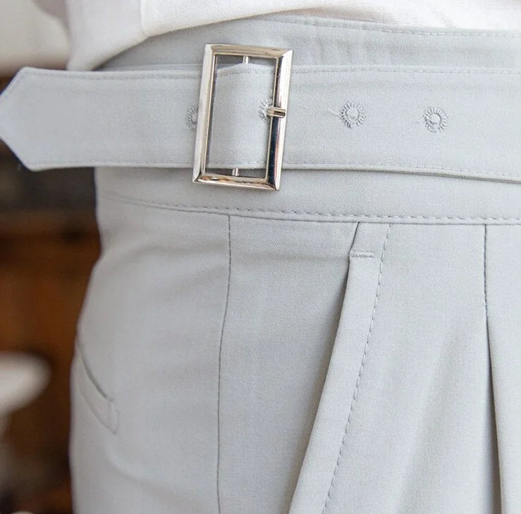 Light Grey Single Buckle Gurkha Pant By Italian Era