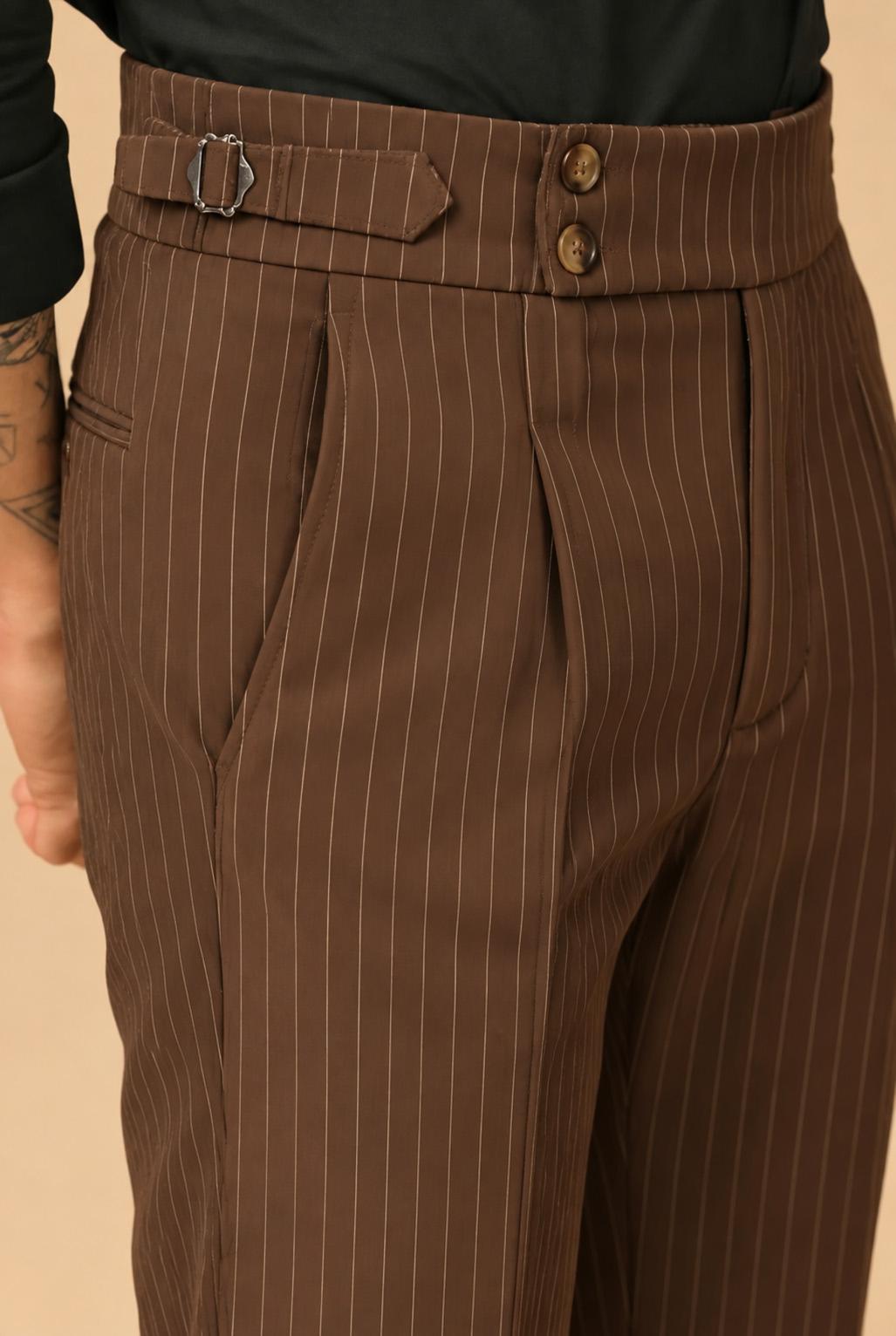 Brown Stripe Gurkha Pant By ITALIANERA