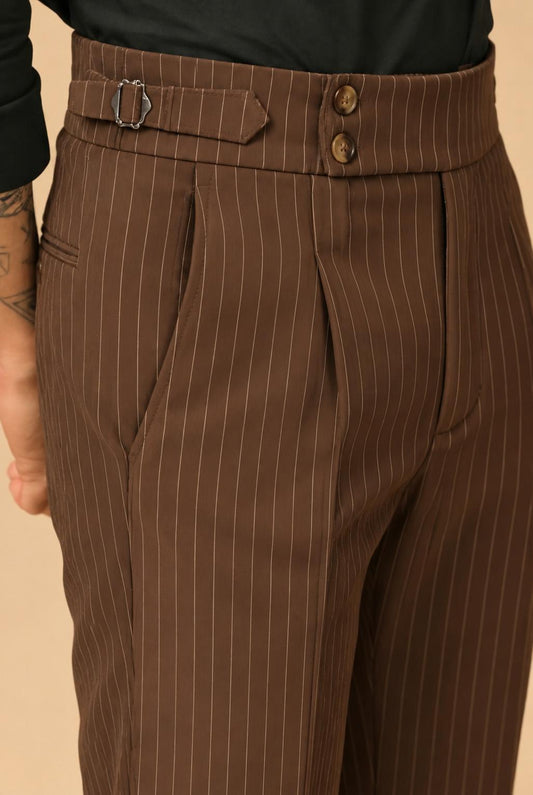 Brown Stripe Gurkha Pant By ITALIANERA