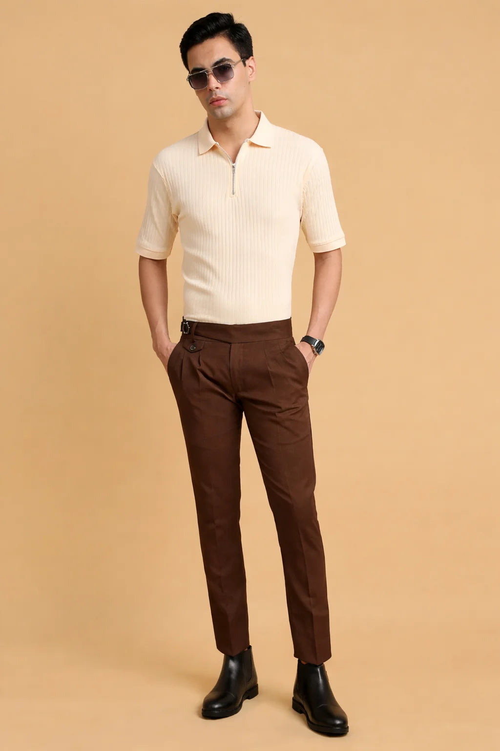 Brown Single buckle Gurkha pant