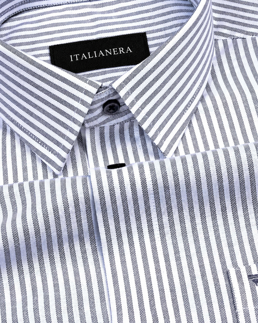 Atlanta Gray Bengal Stripe Oxford Cotton Shirt