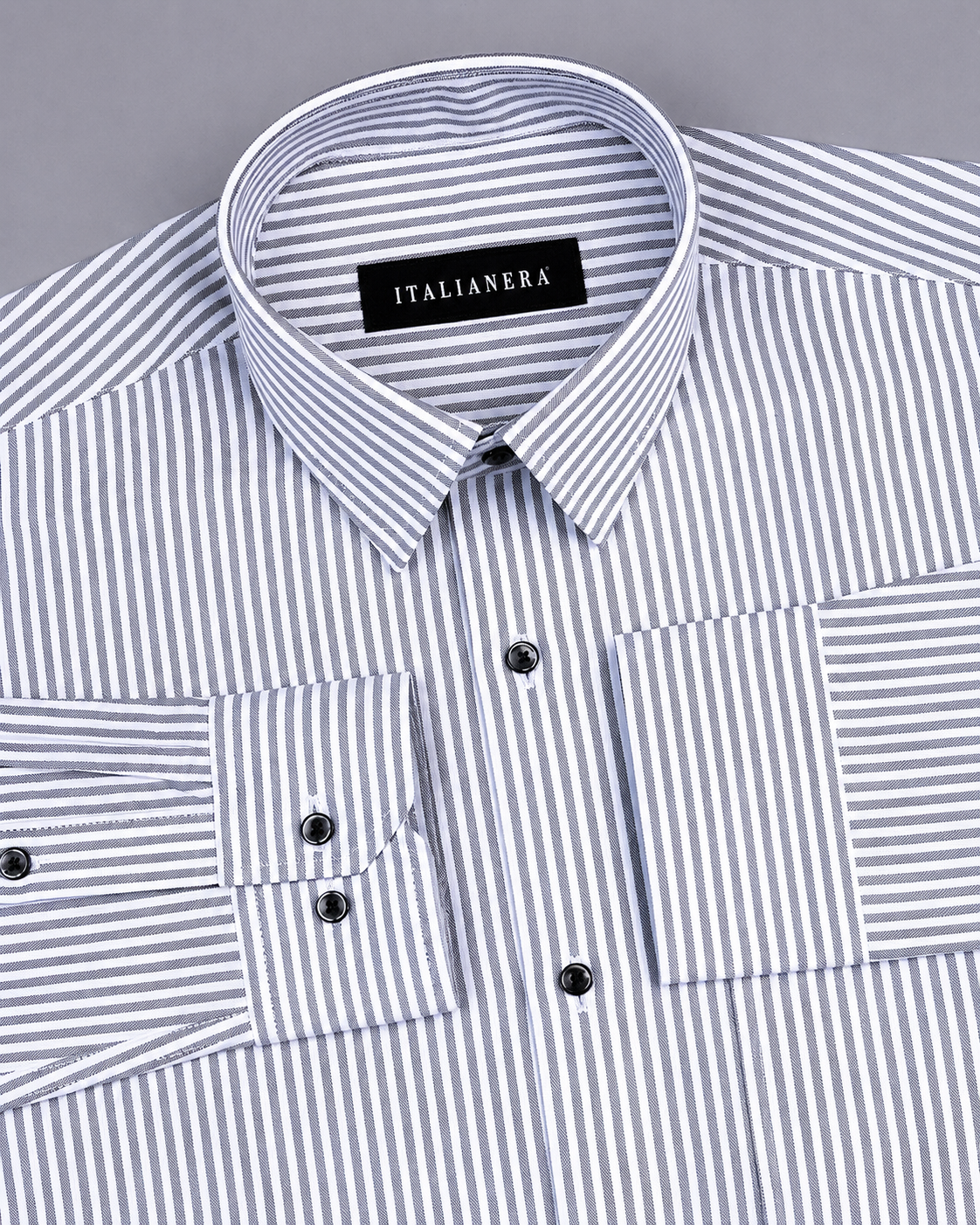 Atlanta Gray Bengal Stripe Oxford Cotton Shirt