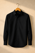 Night Black Satin Cotton Shirt For Men
