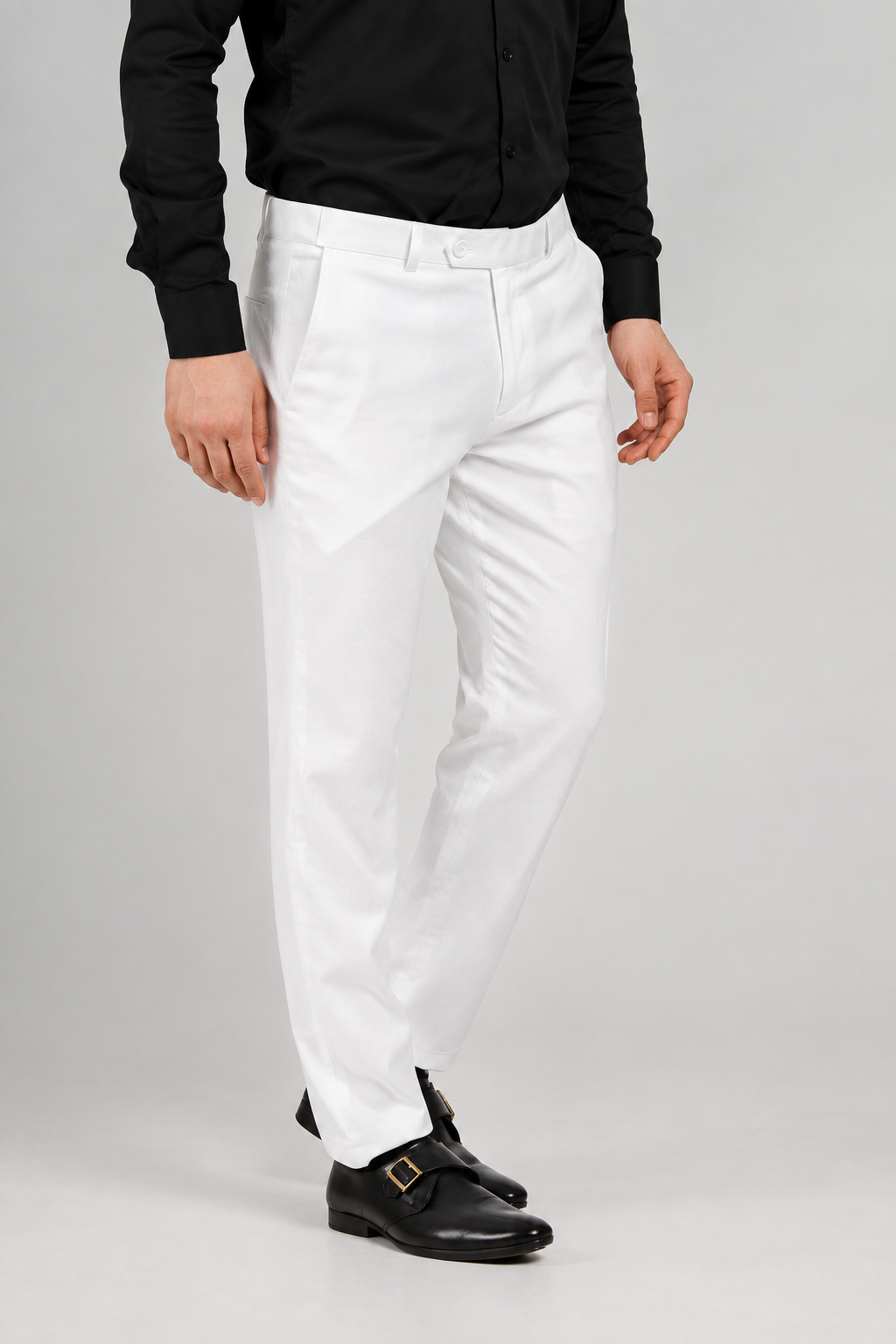 White Flexiwaist Formal Pant For Men