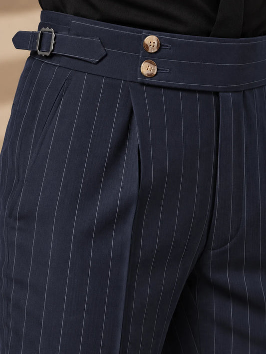Navy Blue Stripe Bootcut Gurkha Pant (Limited edition)