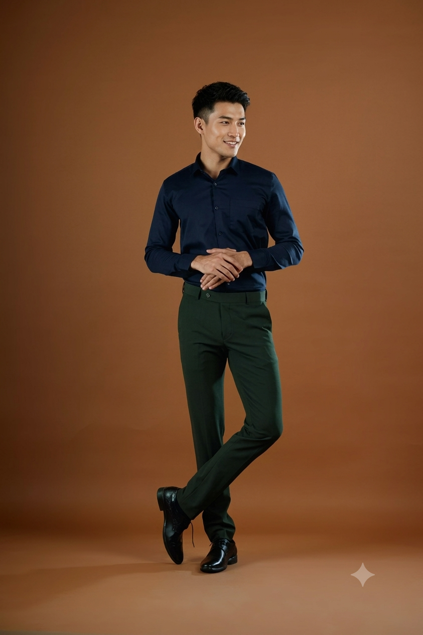 Deep Olive formal flexiwaist pant for men