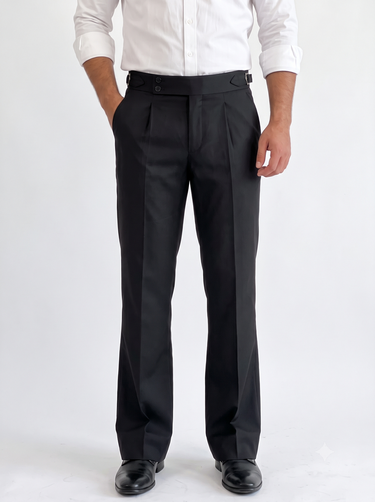 Black Double Button Bootcut Gurkha Pant