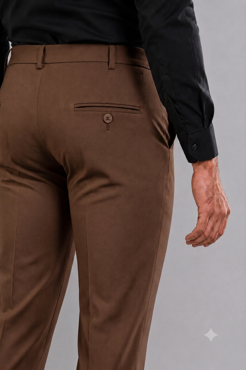 Brown Straight Fit Flexiwaist Pant