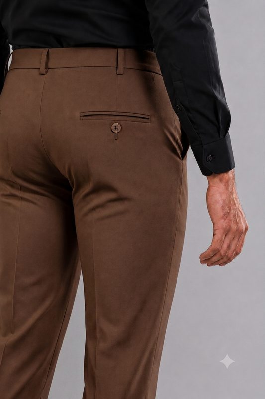 Brown Straight Fit Flexiwaist Pant