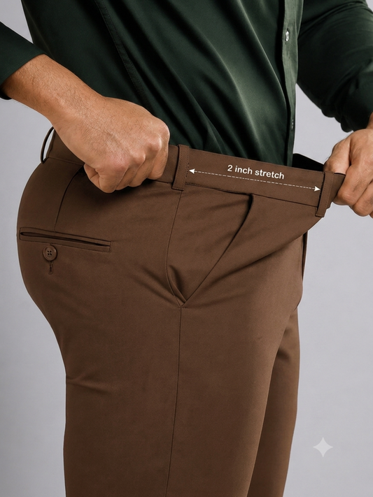 Brown Straight Fit Flexiwaist Pant
