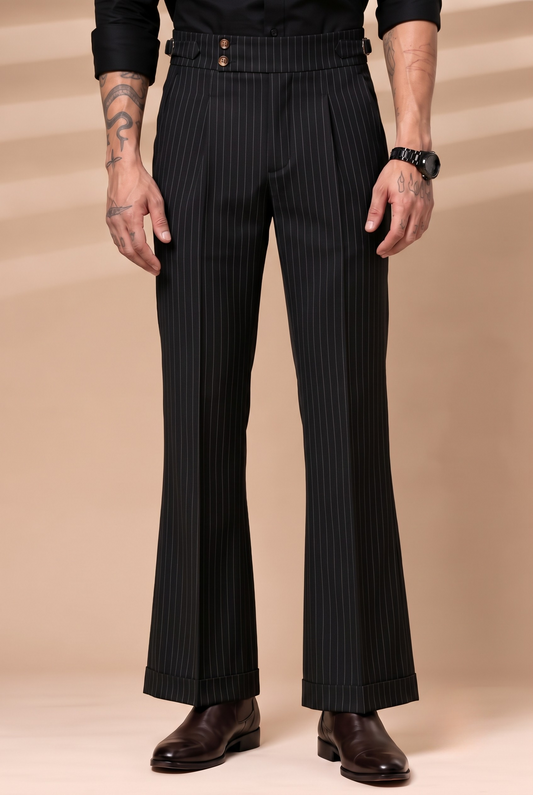 Black Stripe Bootcut Pant By ITALIANERA