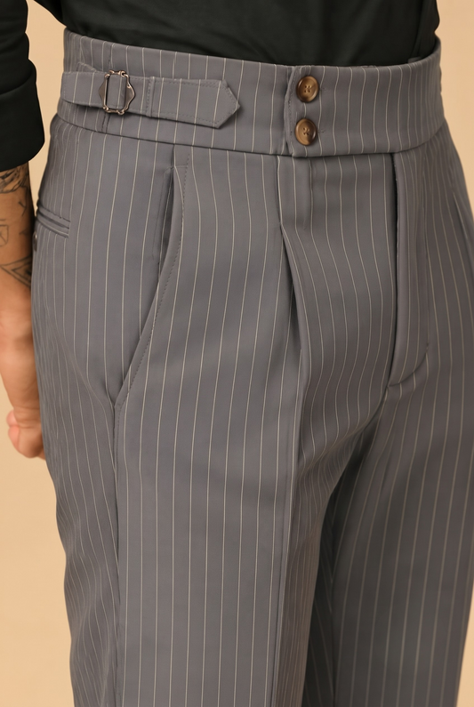 Grey Stripe Gurkha Pant By ITALIANERA