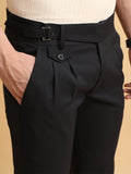 Black single buckle italian gurkha pant