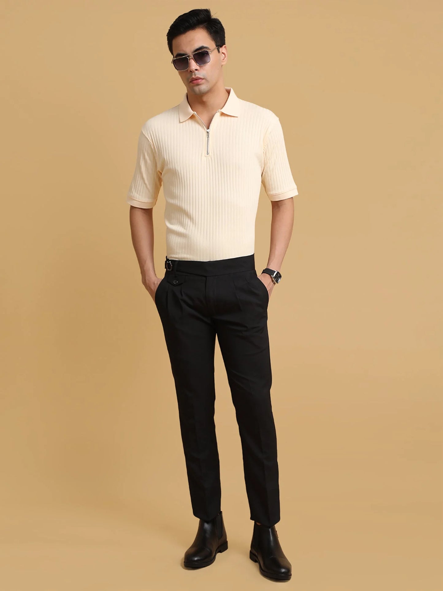 Black single buckle italian gurkha pant