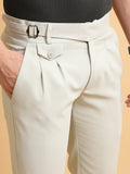 Beige Single Buckle Gurkha Trouser