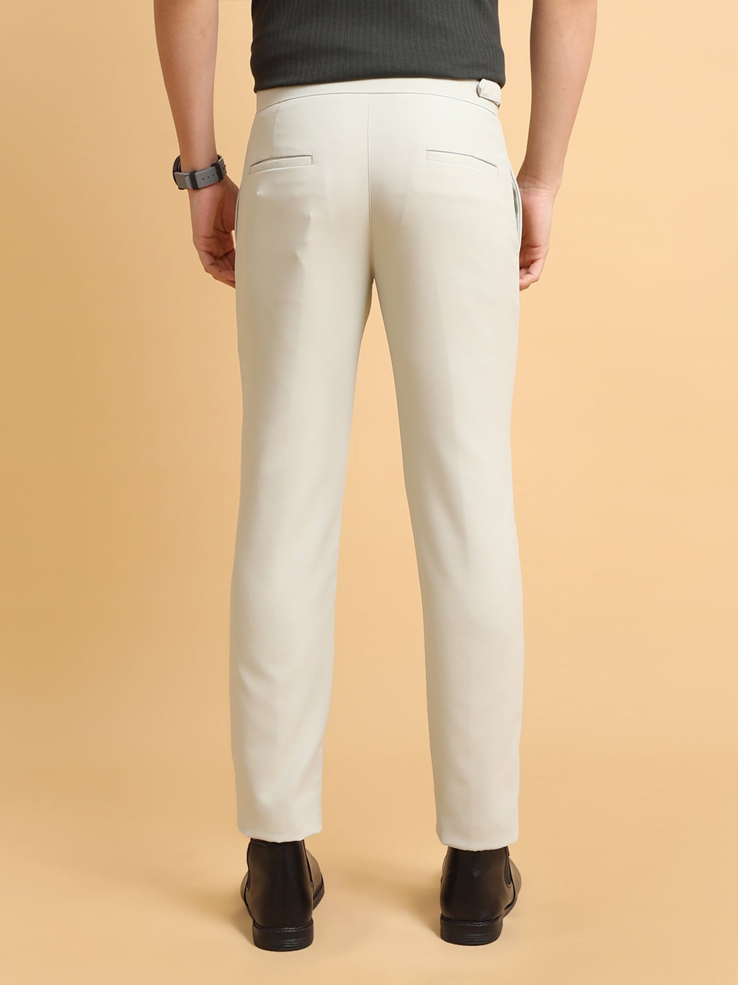 Beige Single Buckle Gurkha Trouser