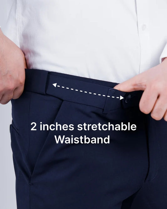 Navy Blue Flexi-Waist Pant