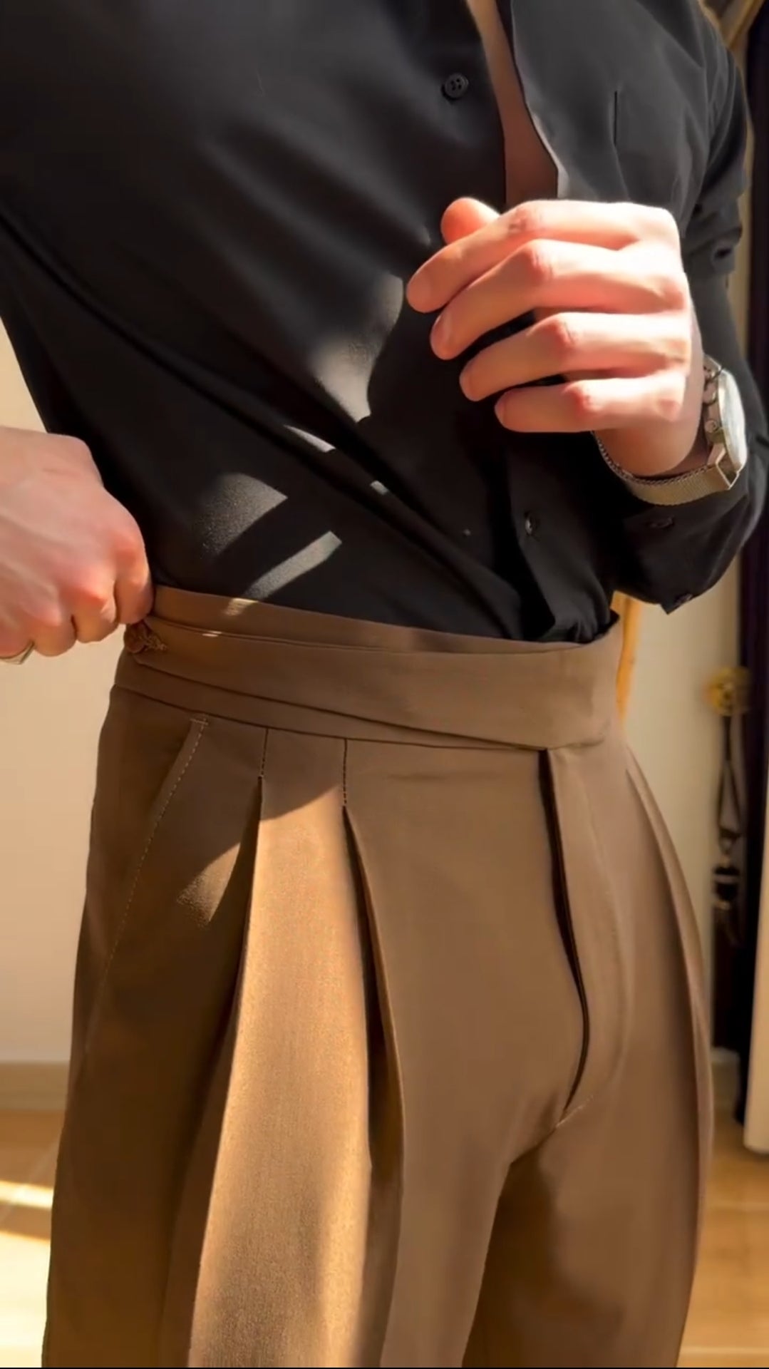 Brown Classical Button Gurkha Pant