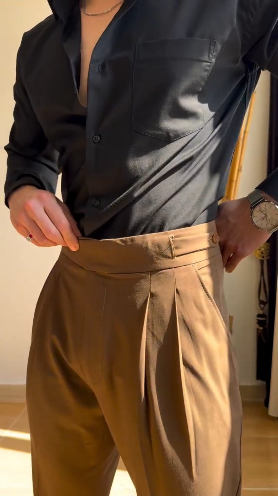 Brown Classical Button Gurkha Pant