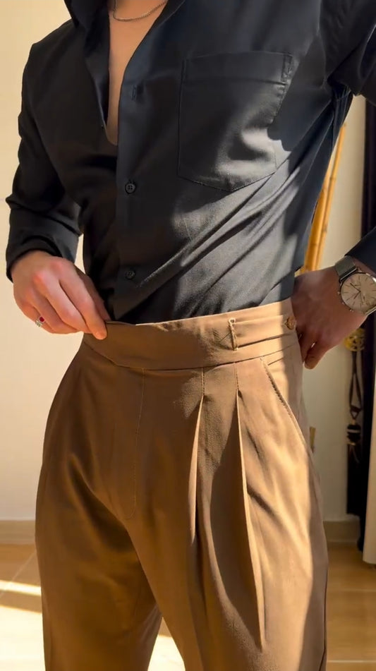 Brown Classical Button Gurkha Pant