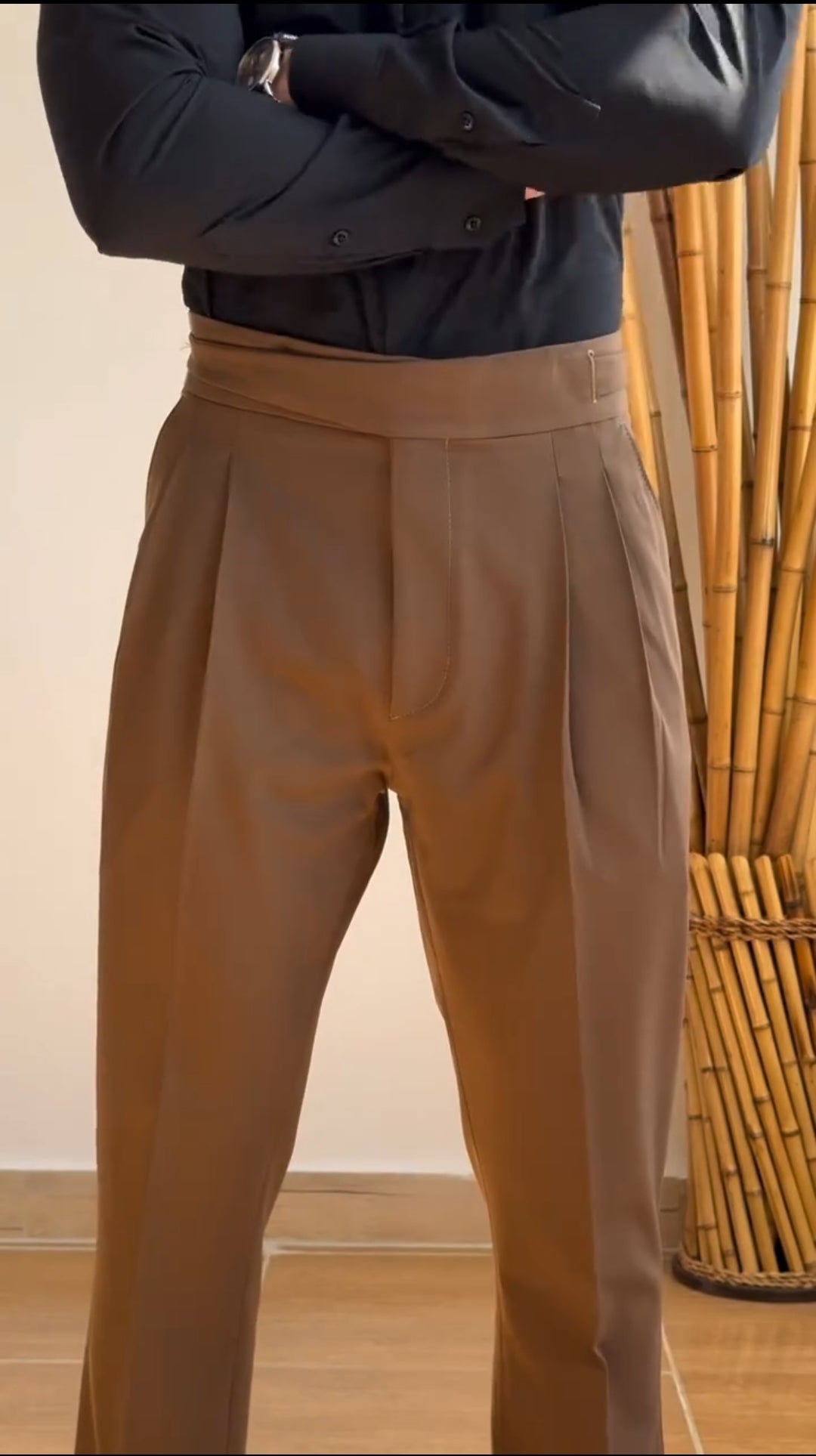 Brown Classical Button Gurkha Pant