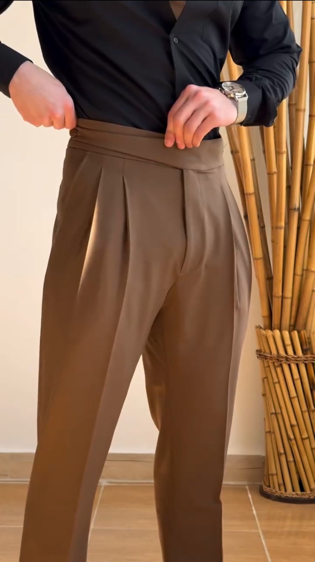 Brown Classical Button Gurkha Pant