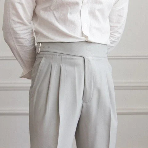 Light Grey Single Buckle Gurkha Pant By Italian Era