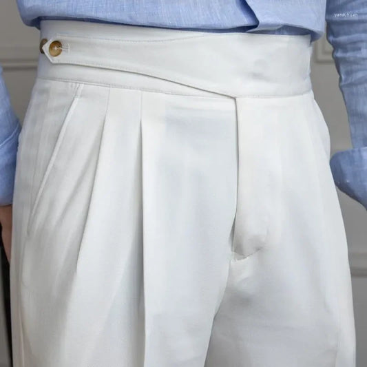 White Classical Buttoned Gurkha pant