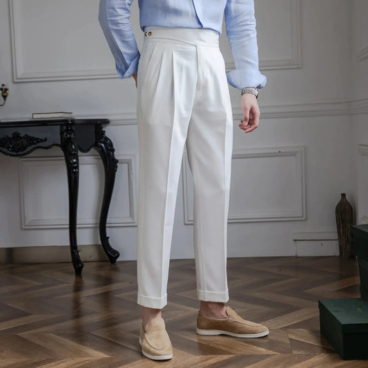 White Classical Buttoned Gurkha pant