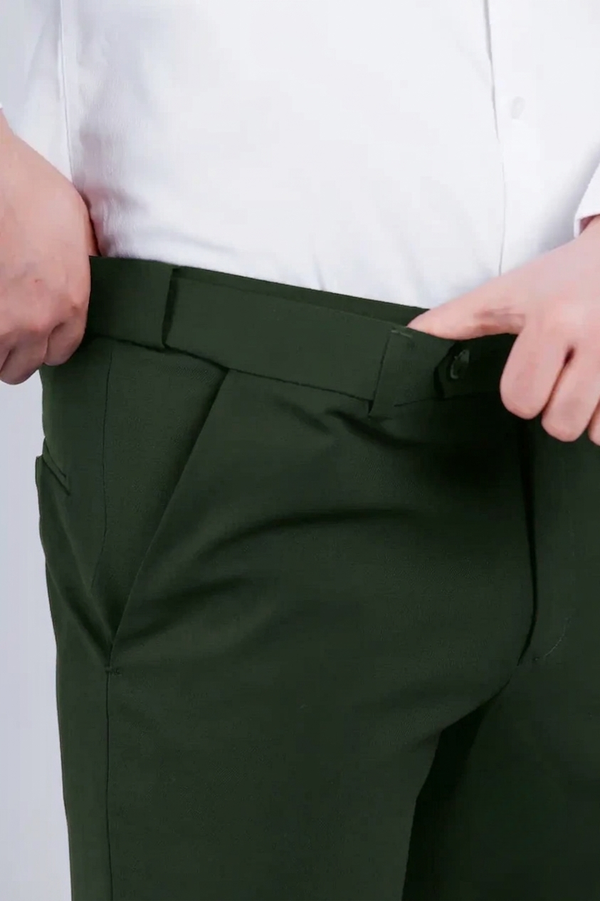 Deep Olive formal flexiwaist pant for men