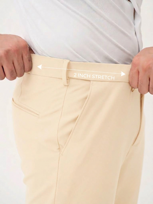 Beige Straight Fit Flexiwaist Pant