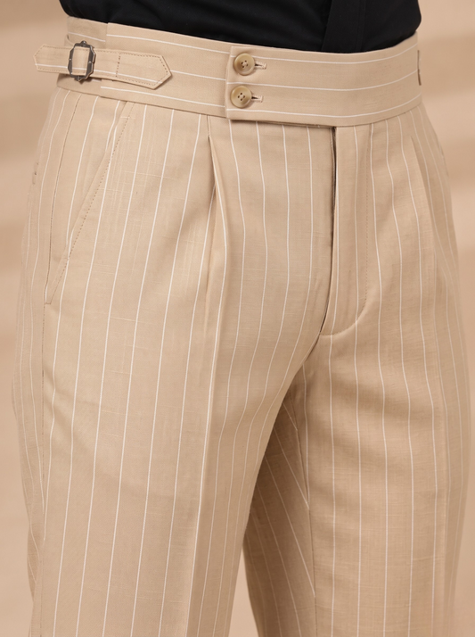 Beige Stripe Bootcut Gurkha Pant( Limited edition)
