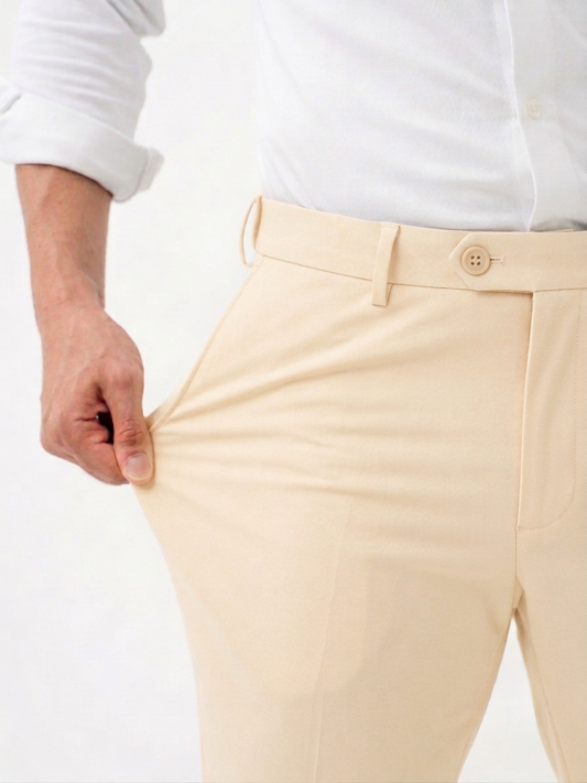 Beige Straight Fit Flexiwaist Pant