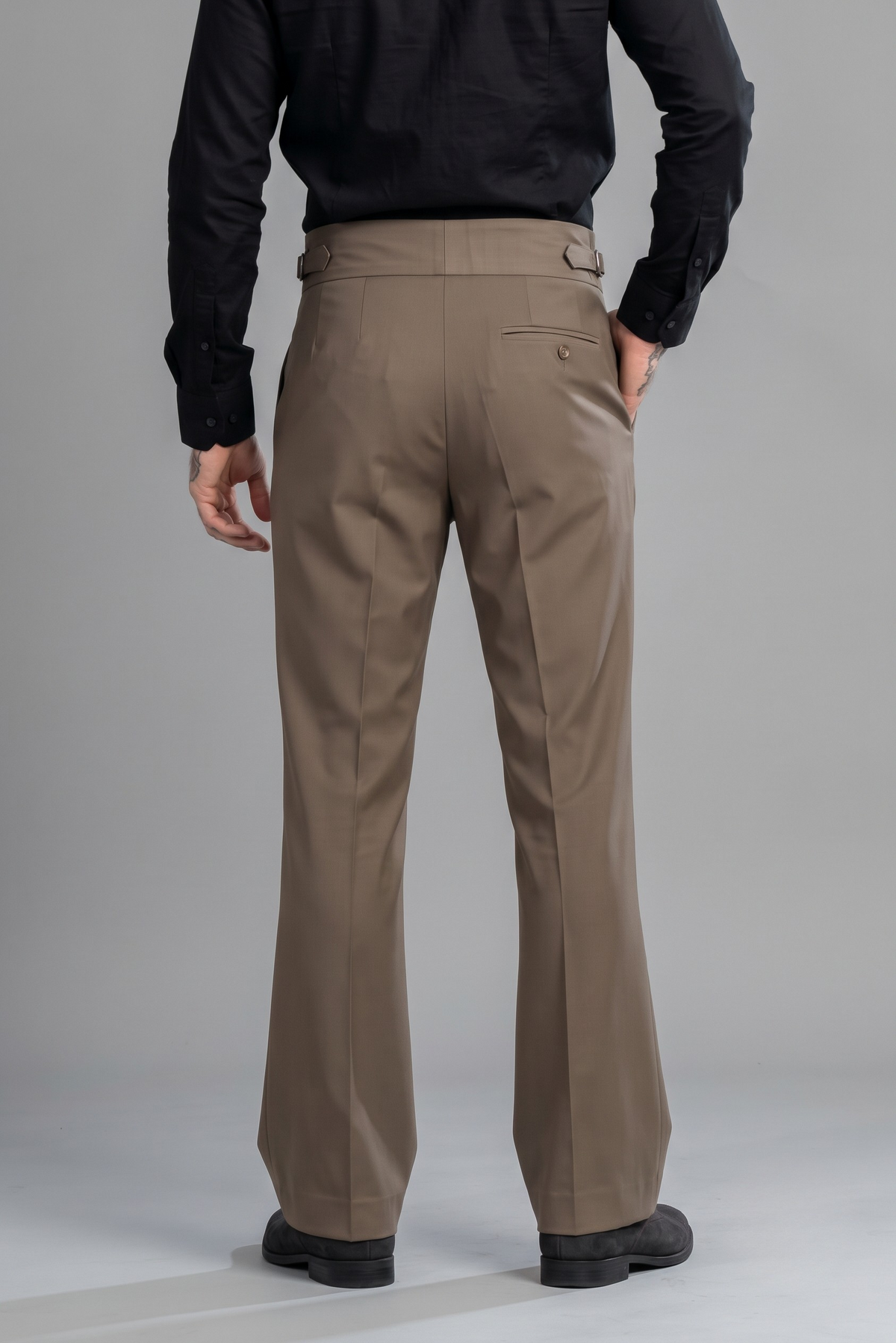 Mocha Double Button Bootcut Gurkha Pant