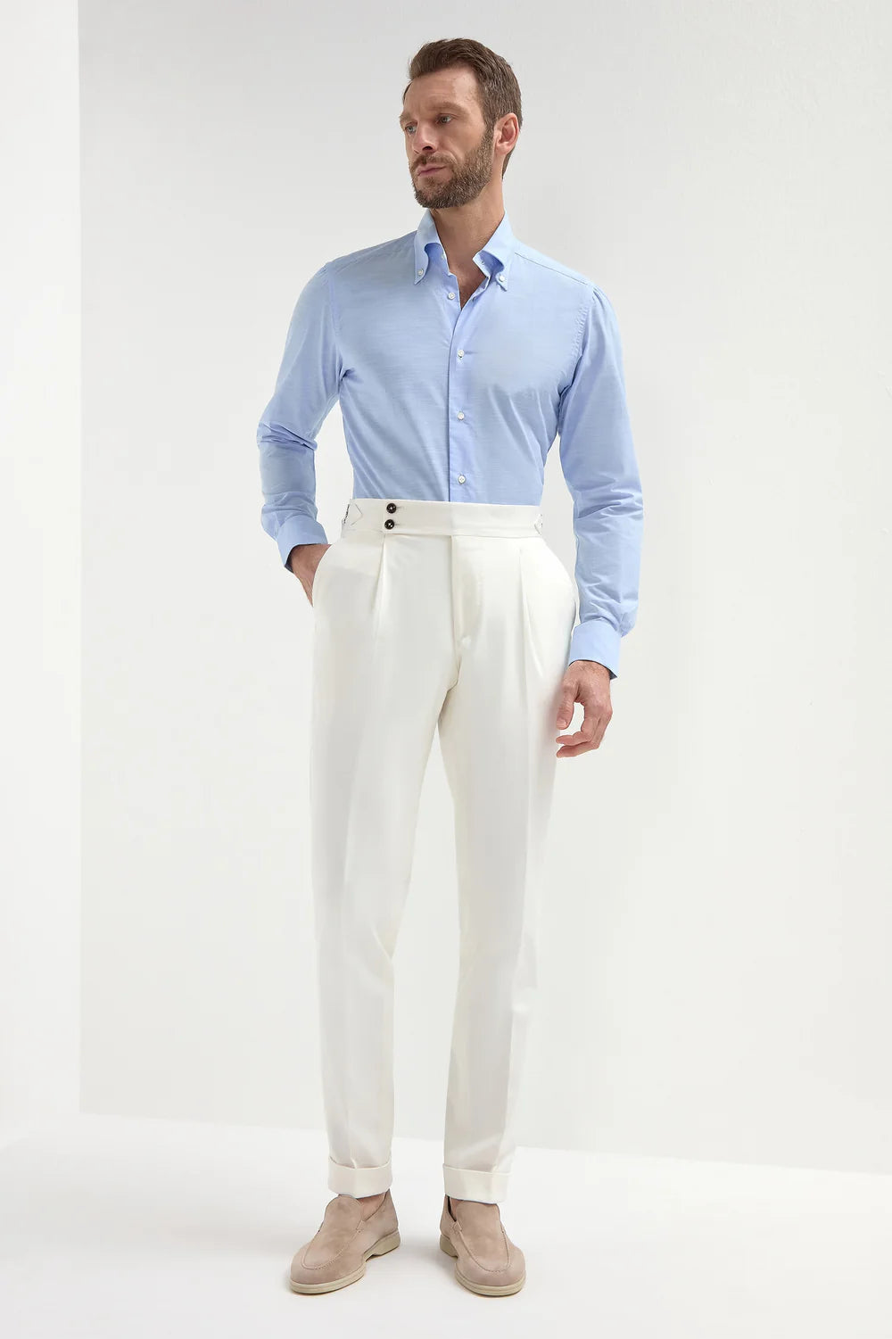 White Signature Button Gurkha Pant