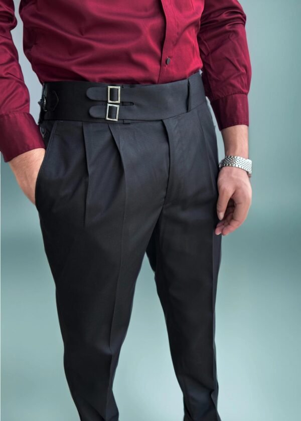Black Double Pleated Gurkha Pant