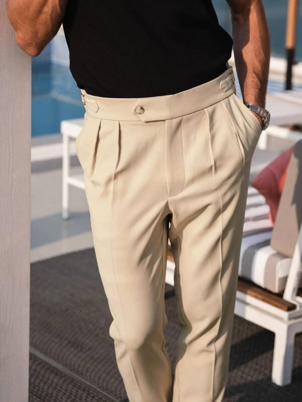 Single Button Beige Gurkha Pant